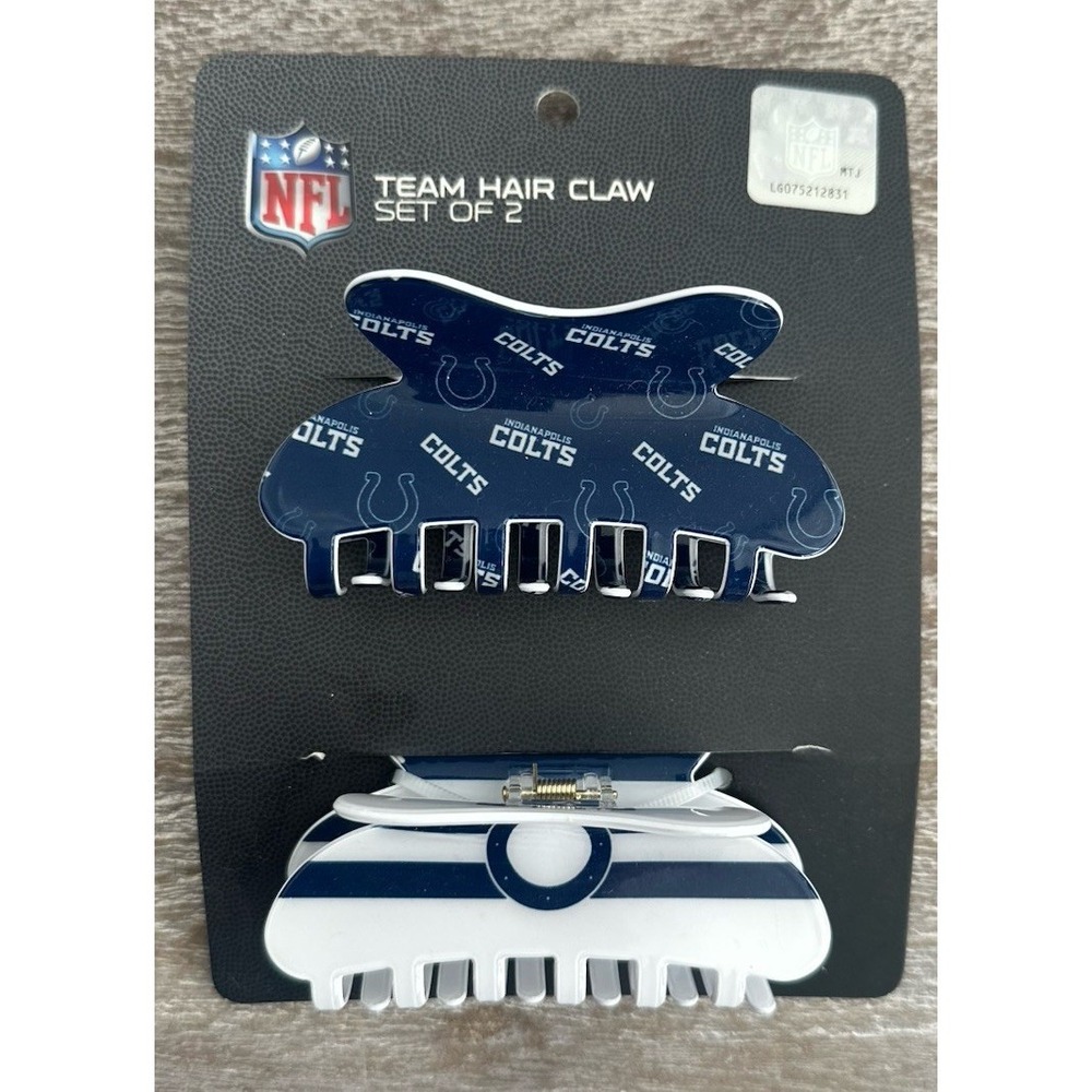 NEW Indianapolis Colts Claw Clips NFL Football Logo Hair Accessories Set Of 2